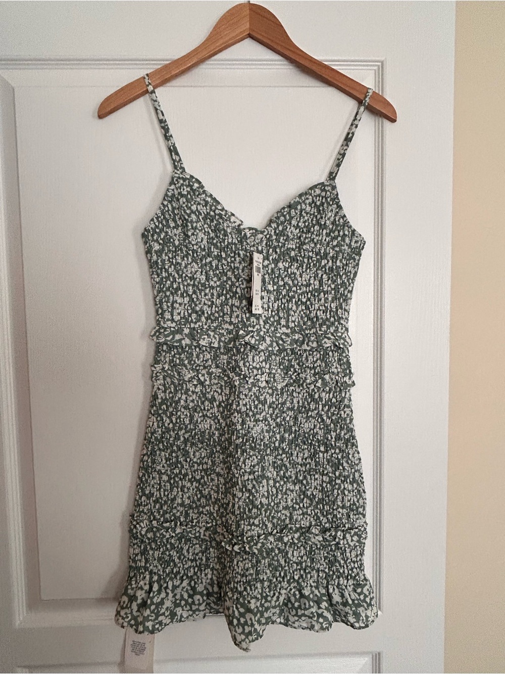Abercrombie & Fitch Olive Green Floral Tiered Mini Dress